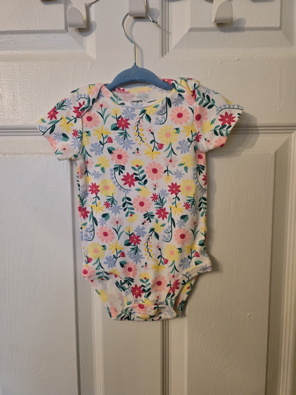 Carter's Floral Short-Sleeve Baby One-Piece - White with Multicolor Flowers